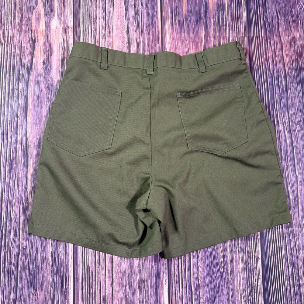 Vintage Boy Scout Uniform Short Shorts Khaki Green BSA Snap Pockets Size 32 - Picture 2 of 7